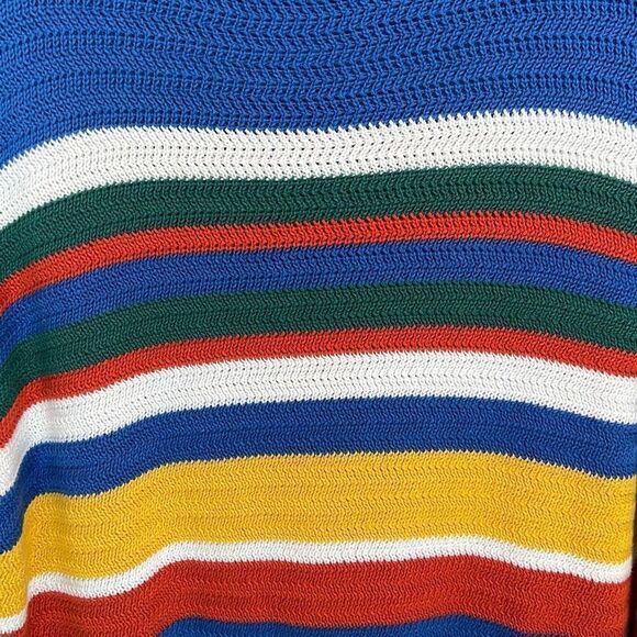 Topman Colorful Blue White Yellow Striped Crewneck Sweater Men’s Medium - Picture 6 of 6